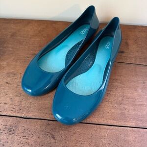 OKA b. Deep Blue Taylor Shiny Ballet Flats Womens 10